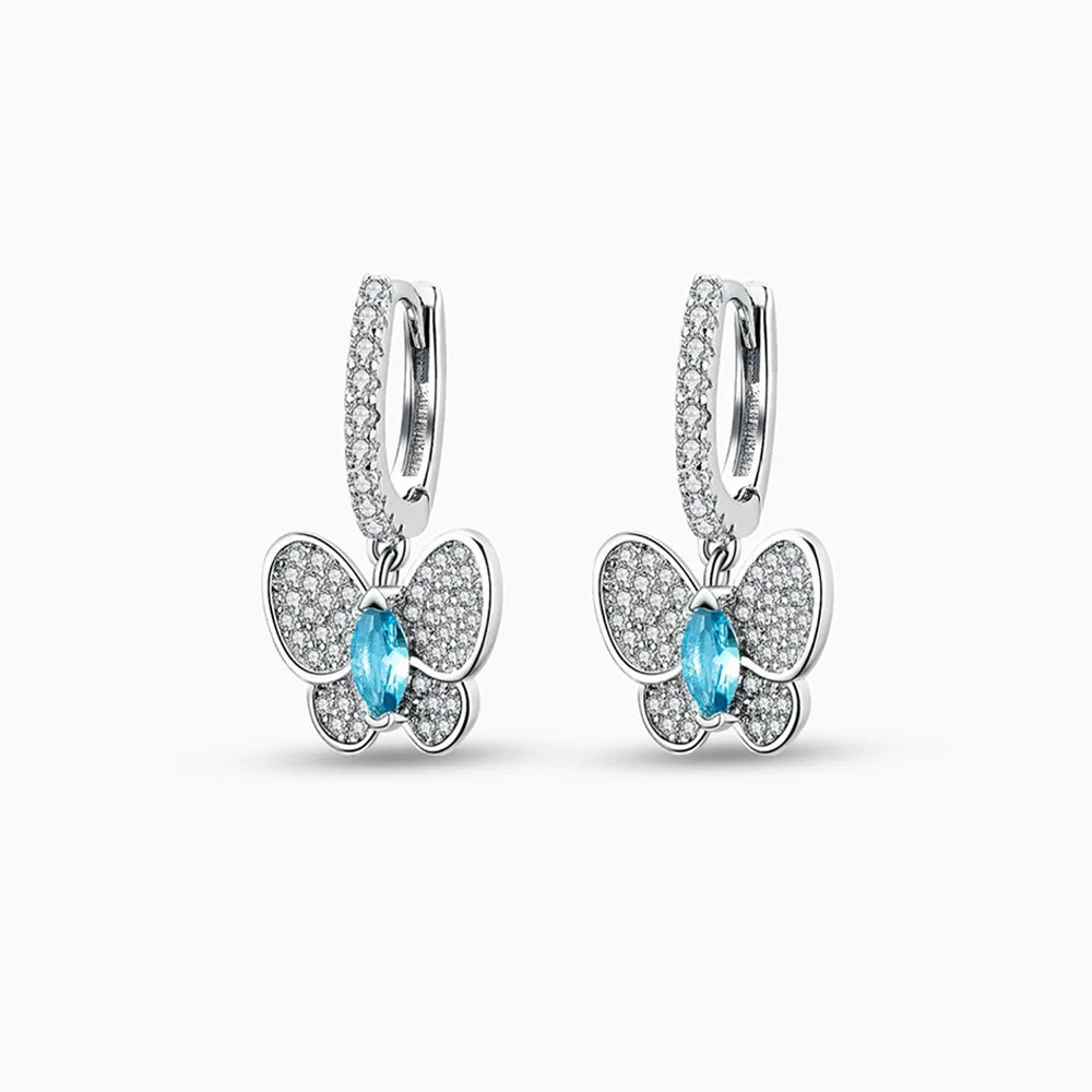 Vioraia Sparkling Butterfly Mini Hoop Earrings