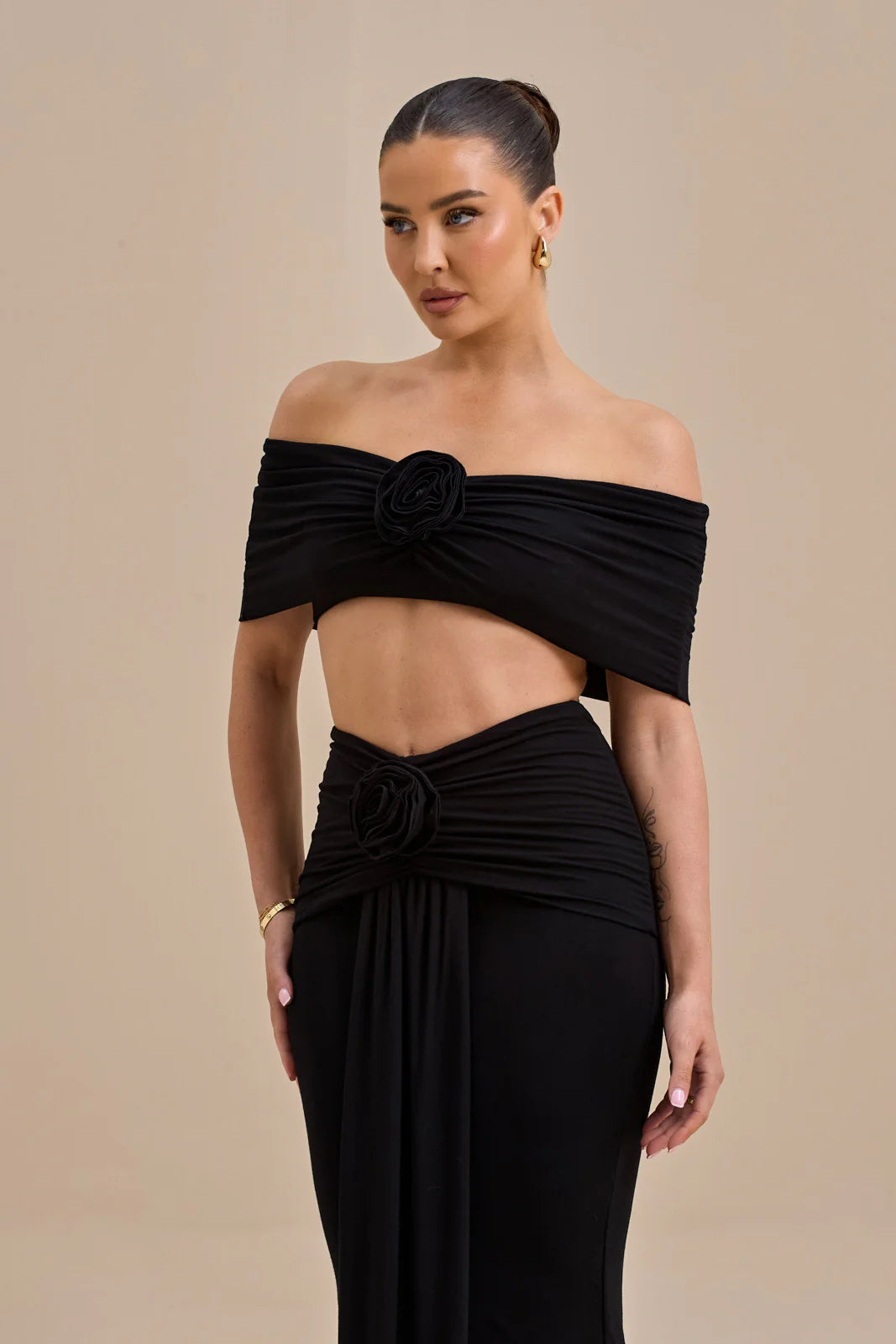 BELLE BARDOT CROP TOP | BLACK - SALE