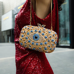 Vioraia Crystal Evil Eye Clutch Bag - Gold