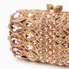 Vioraia (CS) Reina Rhinestones Crystals Clutch Bag - Rose Gold