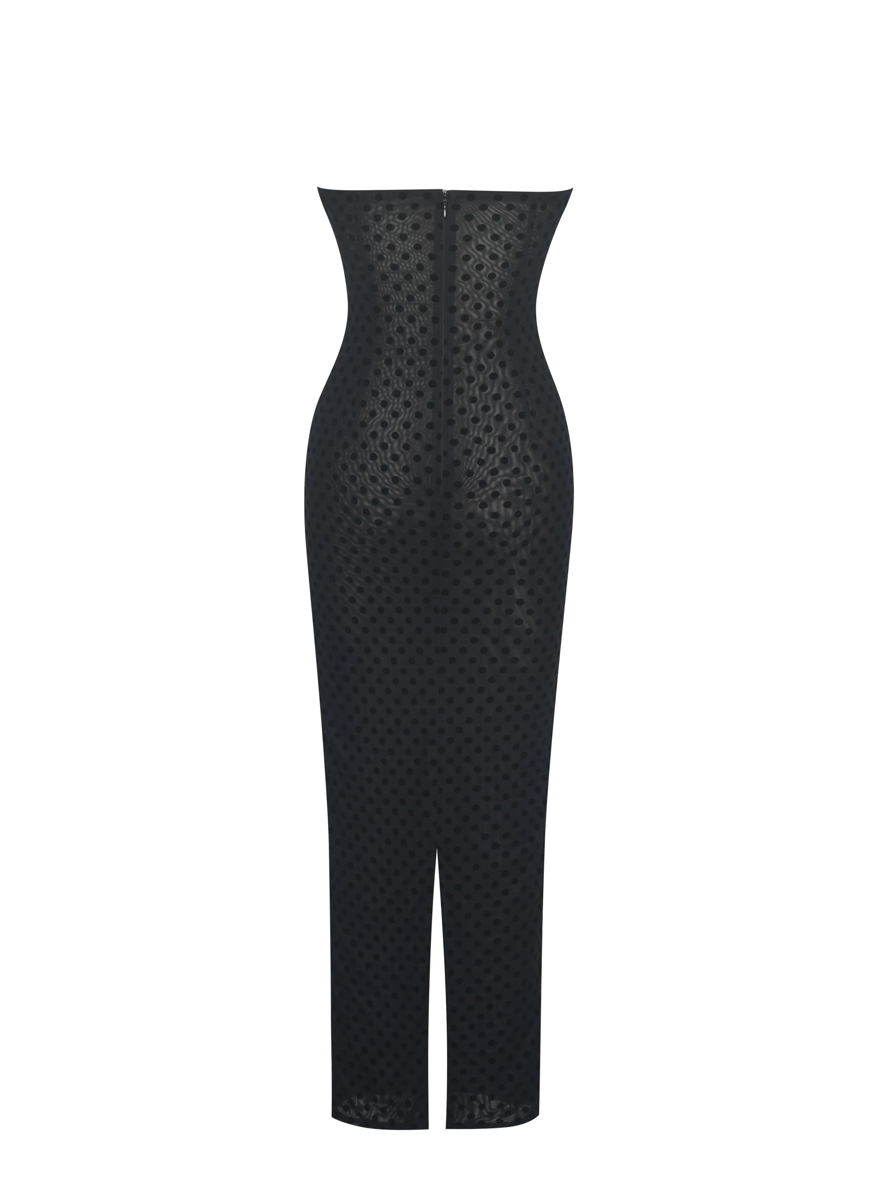 Faith Black and White Polka Dot Sweetheart Maxi Dress