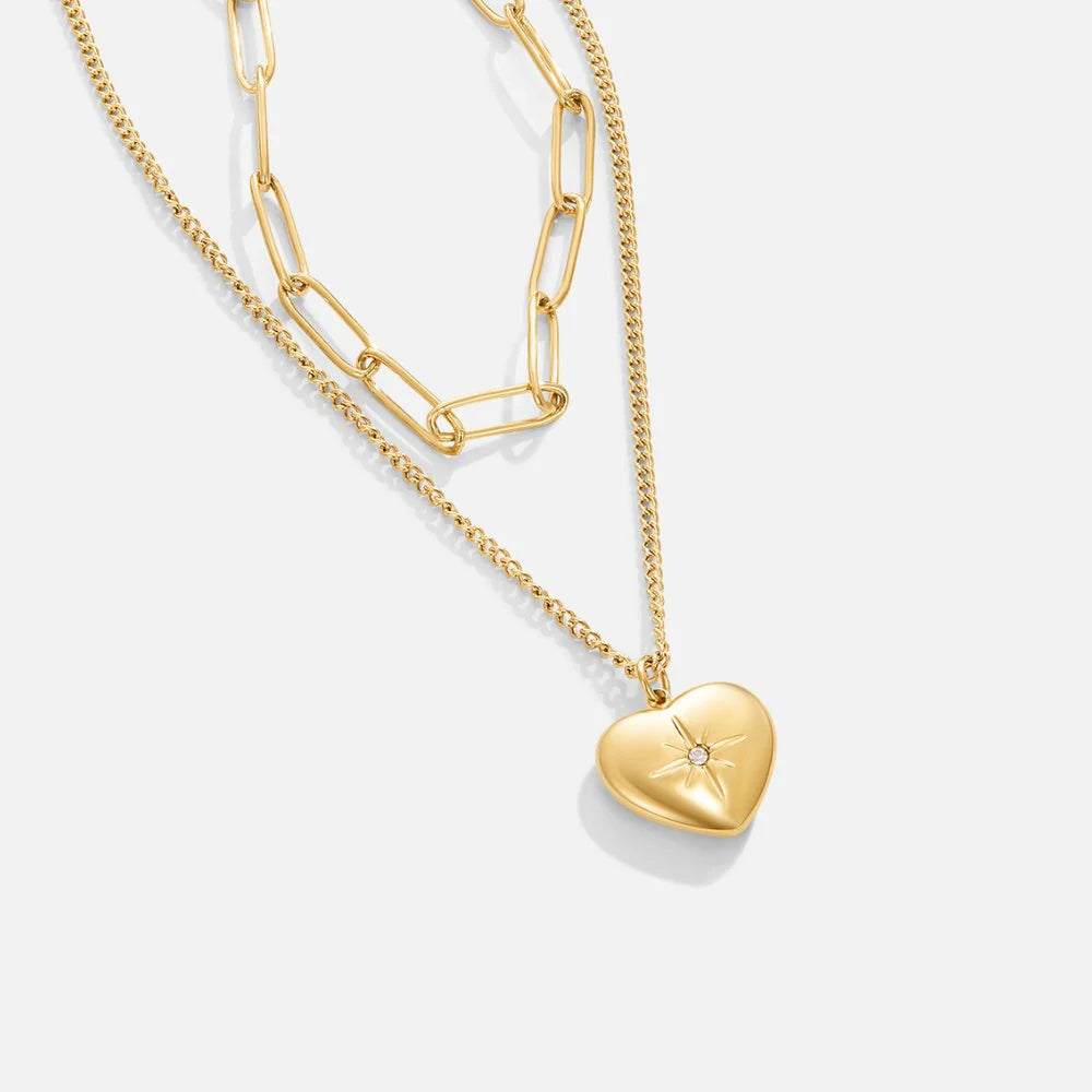 Vioraia Heart & Paperclip Necklace