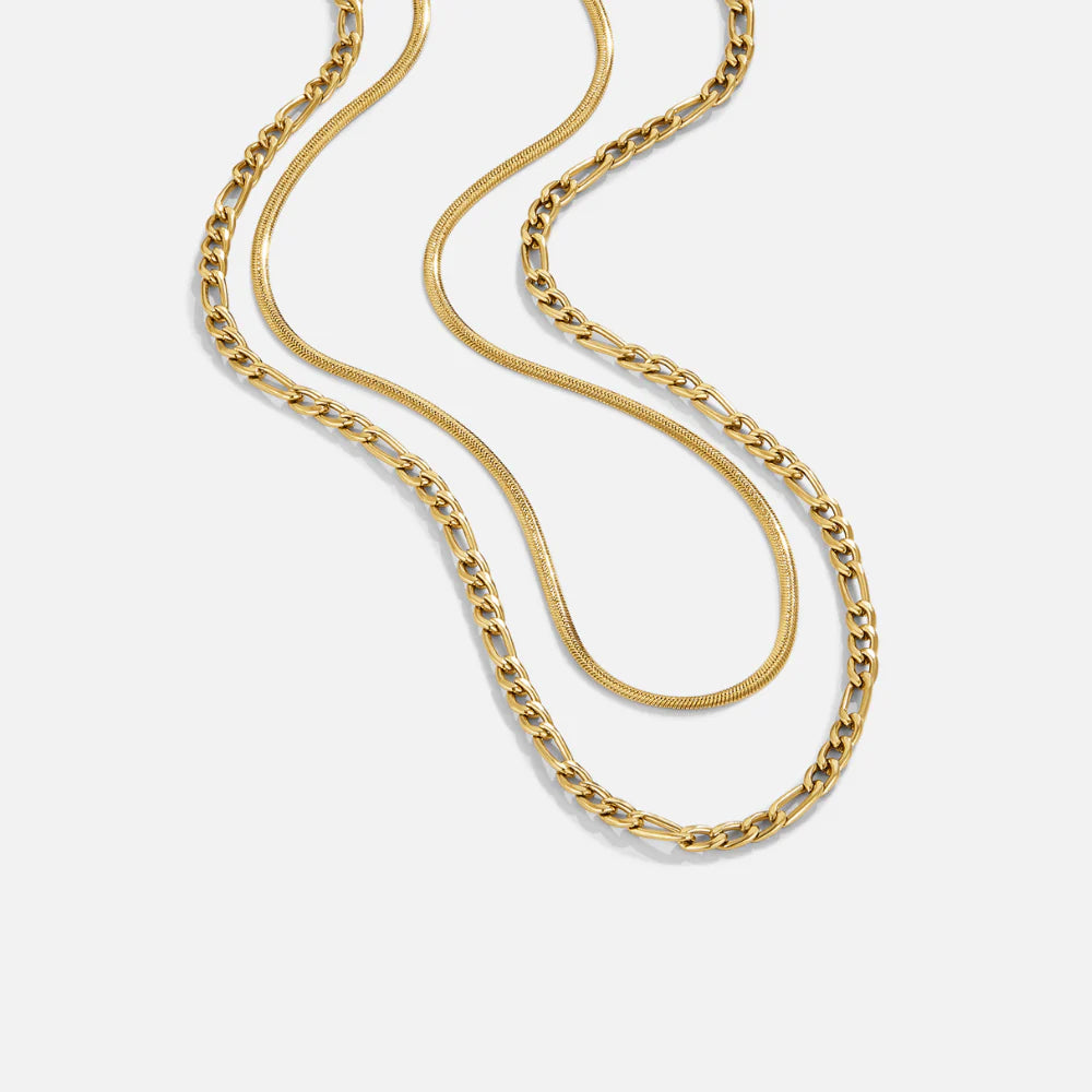 Vioraia Layered Figaro Chain Necklace