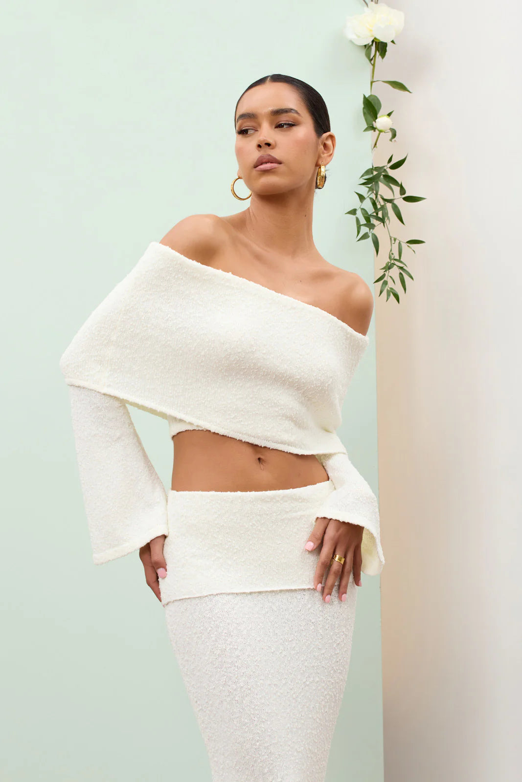 YASMIN BOUCLE KNIT CO-ORD | CREAM
