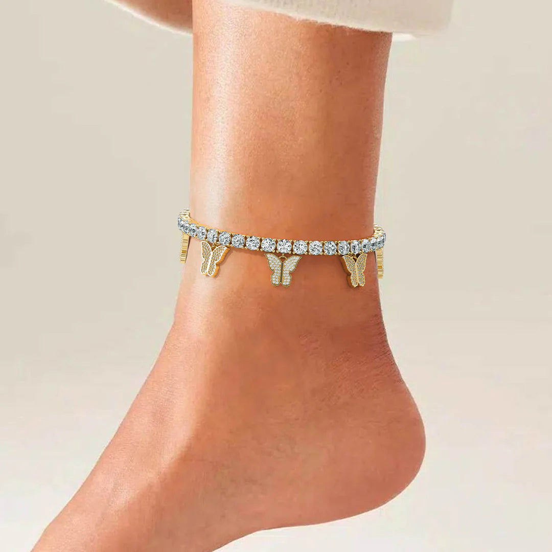 Vioraia Sparkling Butterflies Tennis Anklet