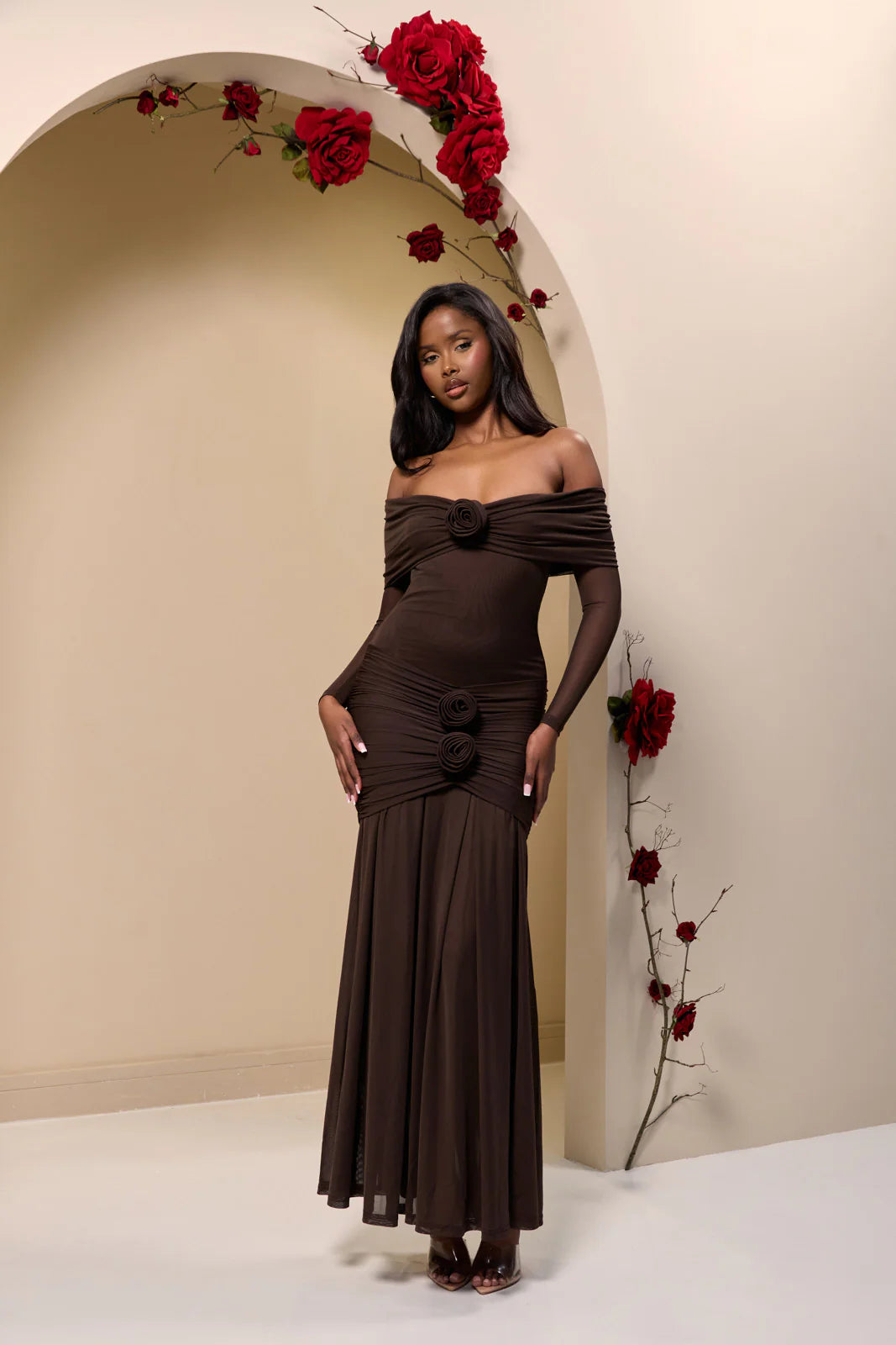 VIVIENNE BARDOT MAXI DRESS | CHOCOLATE - SALE