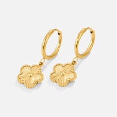 Vioraia Golden Clover Hoop Earrings