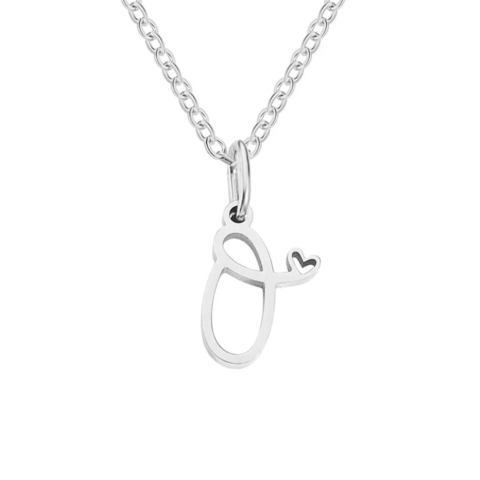 Vioraia Silver Letter Heart Necklace