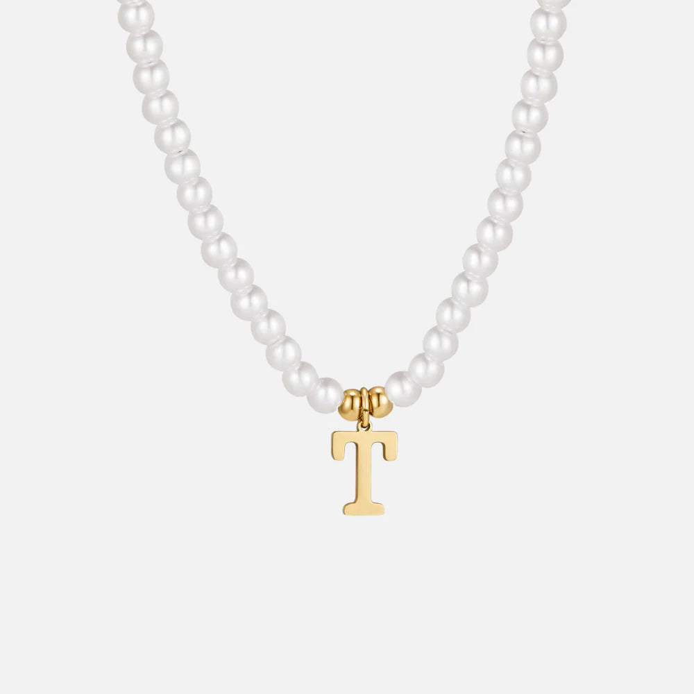 Vioraia Letter Pearl Necklace