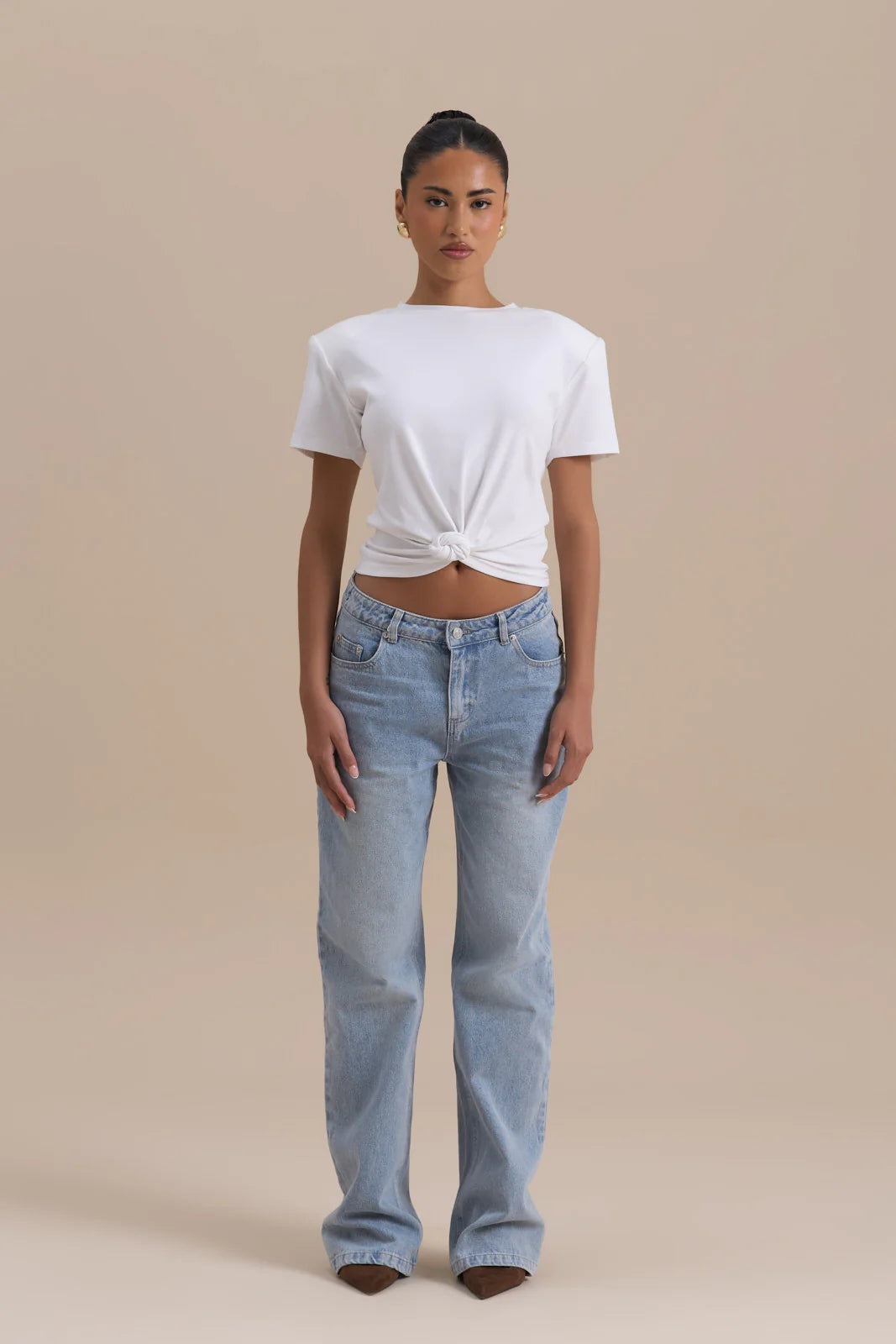 WANDER STRAIGHT LEG JEANS WITH ADJUSTABLE WAIST | MID WASH DENIM