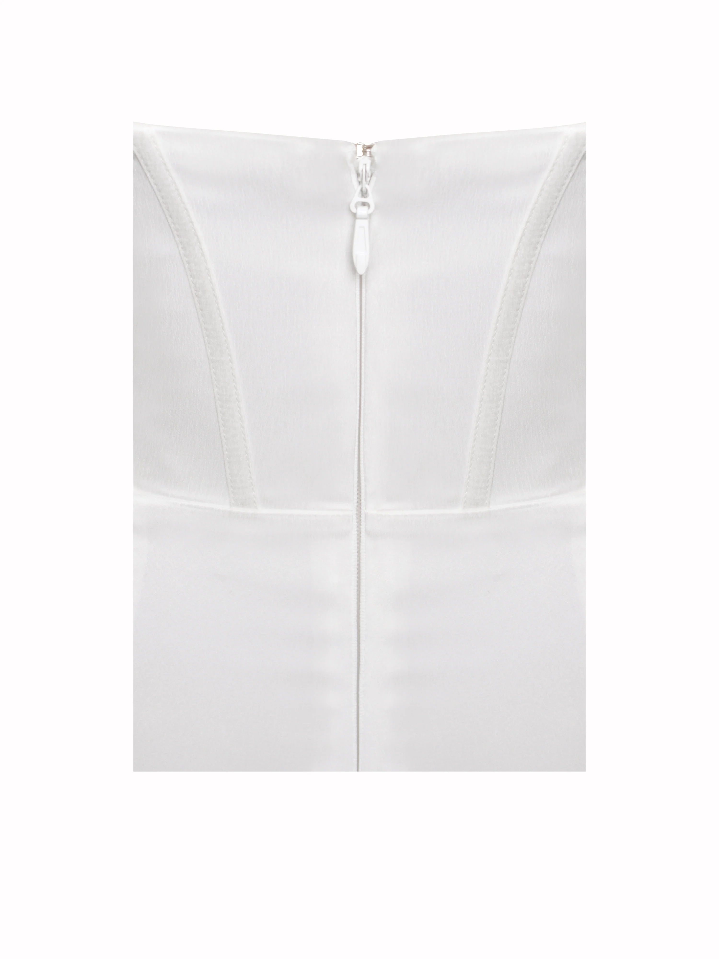 Lora White Crystal Embellished Mesh Satin Corset Gown