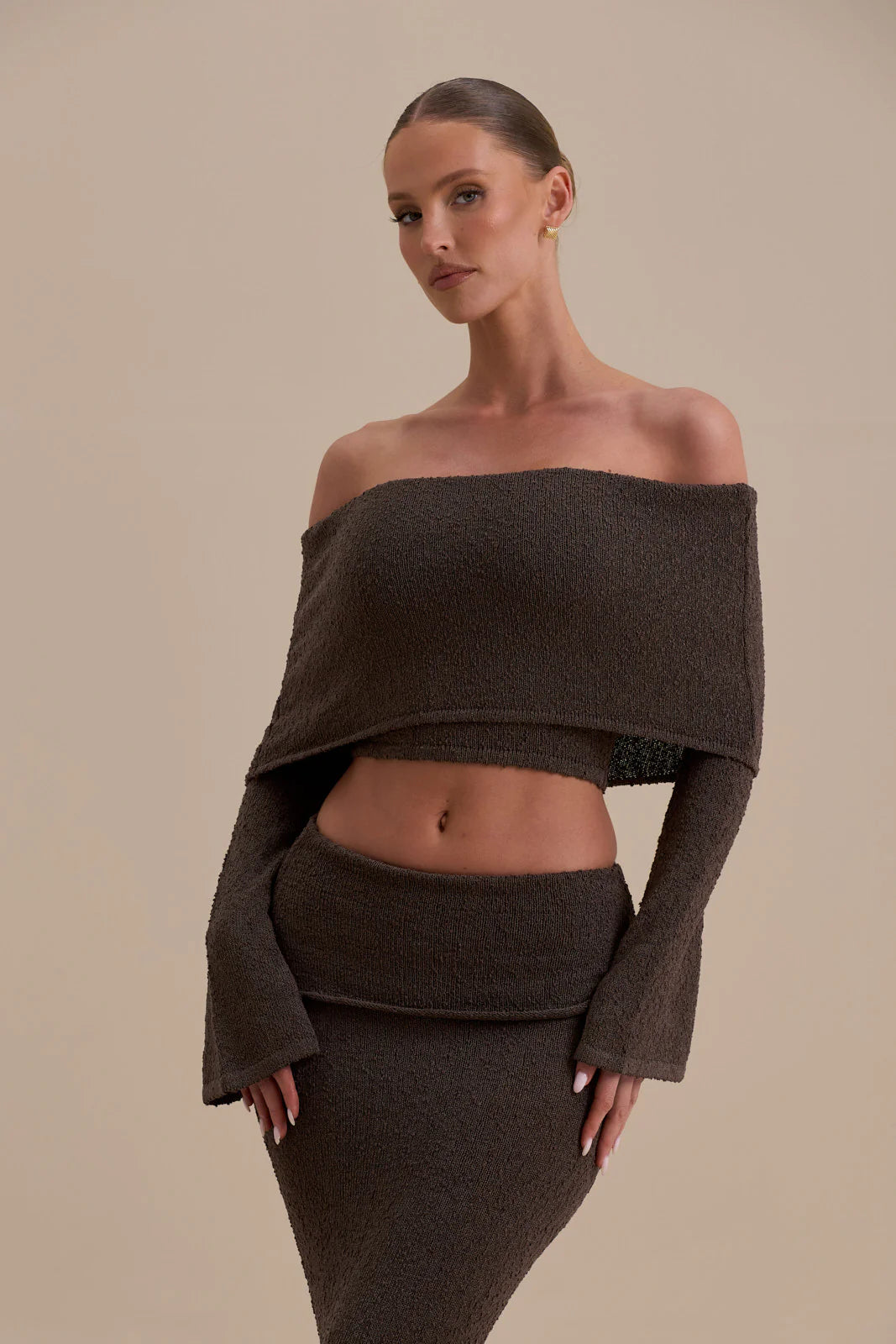 YASMIN BOUCLE KNIT CO-ORD | CHOCOLATE