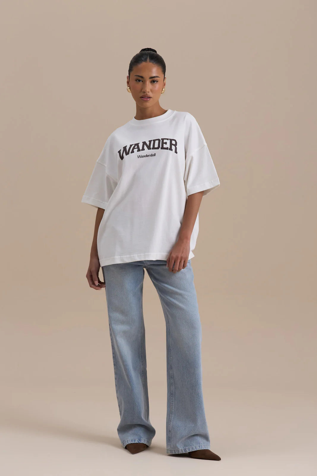 WANDER OVERSIZED T-SHIRT | WHITE + CHOCOLATE