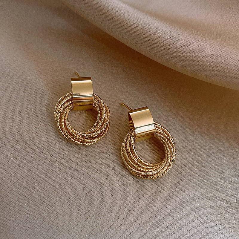 Vioraia Metal Ring Tassel Earrings