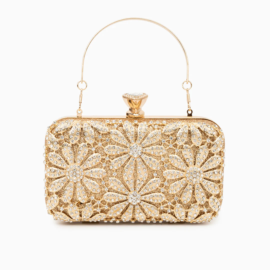 Vioraia Flower Rhinestones Clutch Bag
