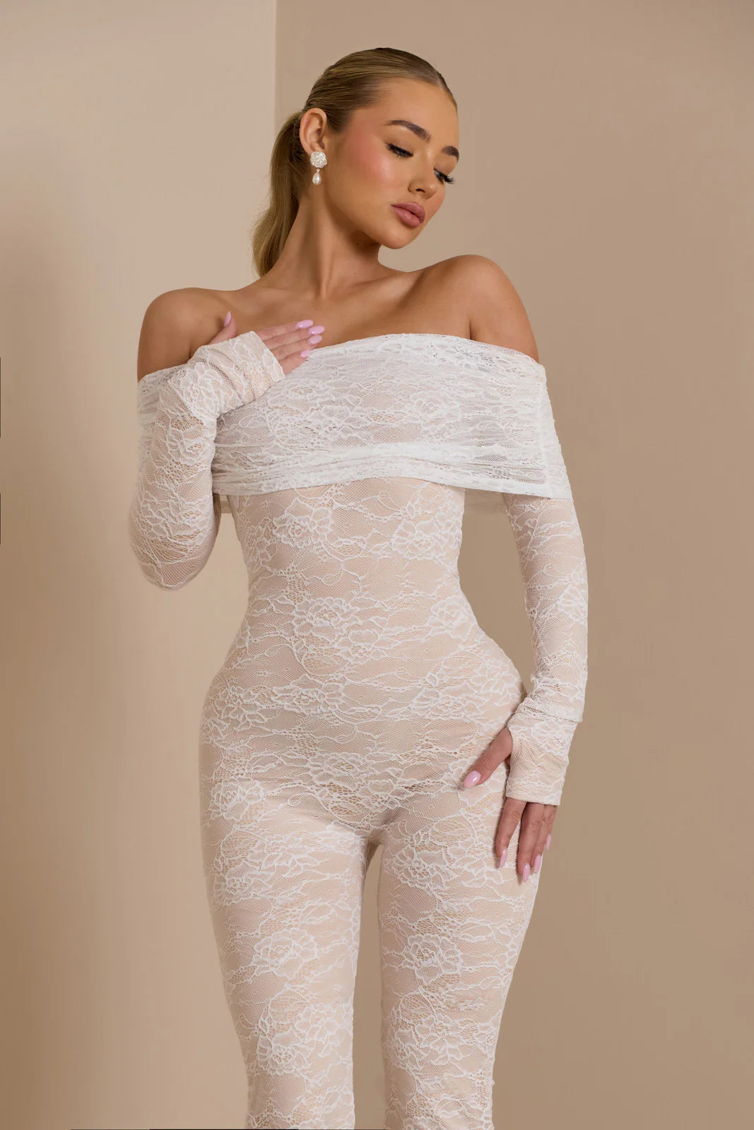 RIRI JUMPSUIT | WHITE LACE - SALE