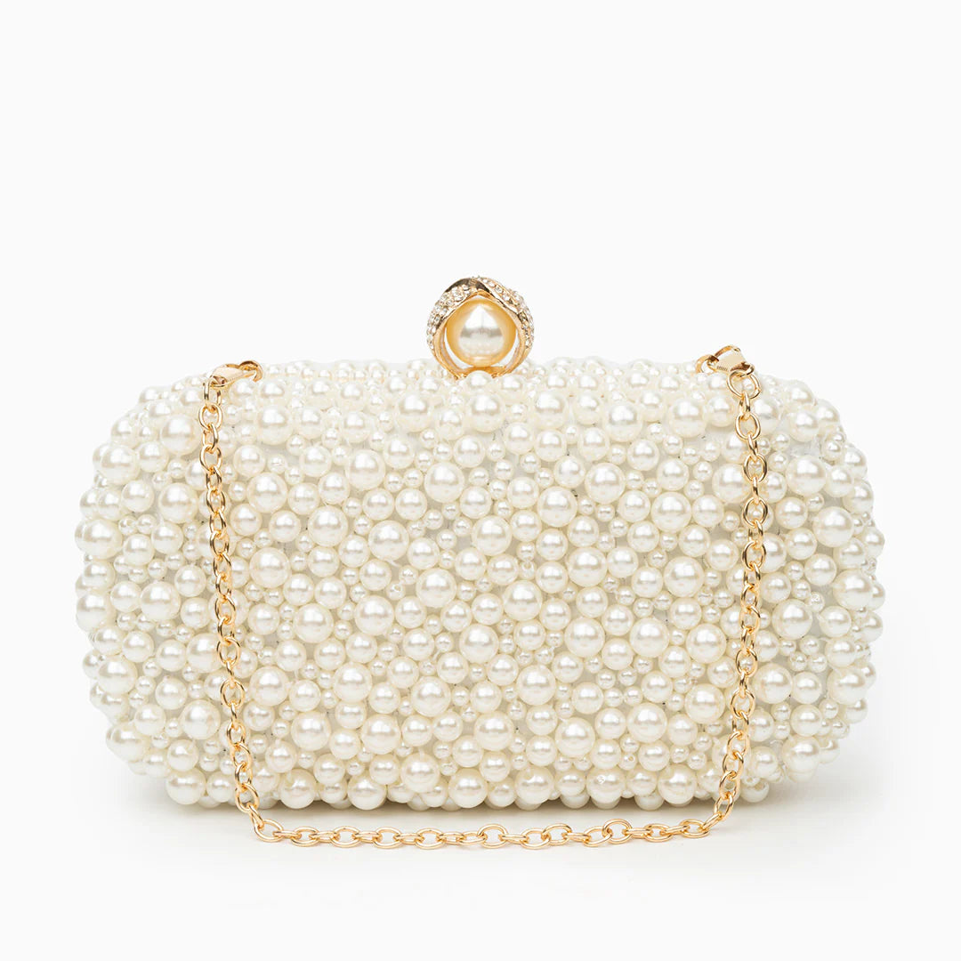 Vioraia Chantal Pearl Clutch Bag