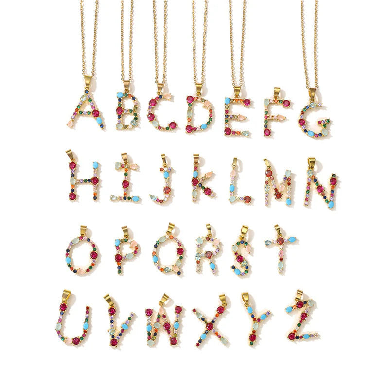 Vioraia Rainbow Gemstone Initial Necklace