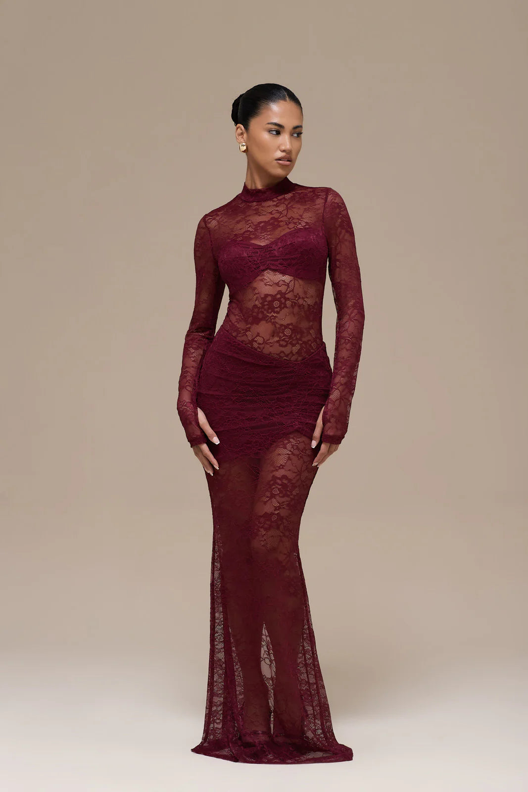 BRITNEY LACE MAXI SKIRT | WINE