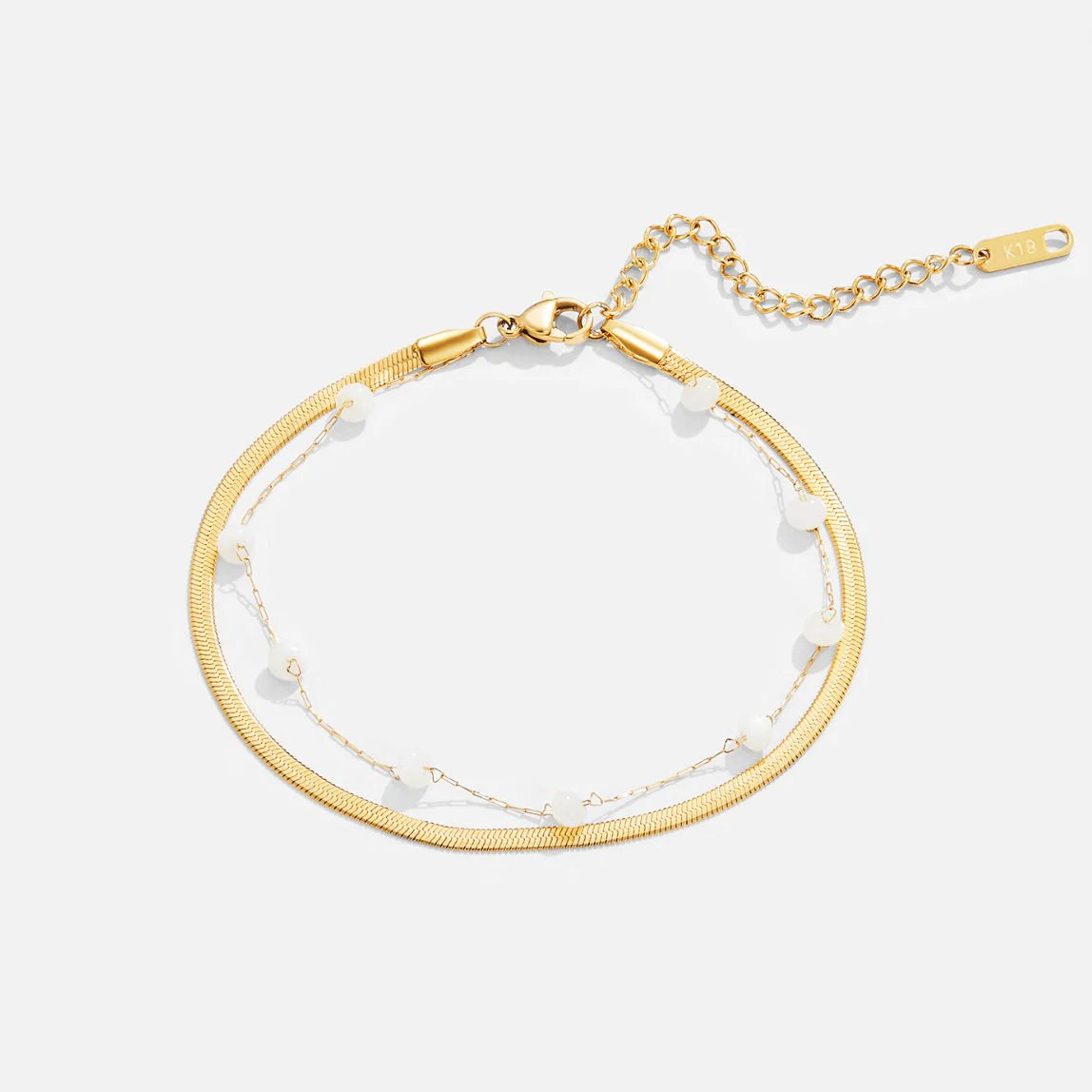 Vioraia Layered Snake Chain Gold Anklet