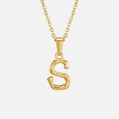 Vioraia Golden Bamboo Letter Pendant Necklace
