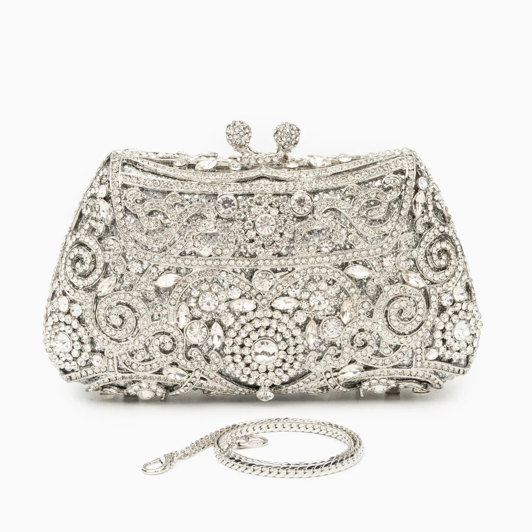 Vioraia Ayanne Crystal Covered Clutch Bag - Silver