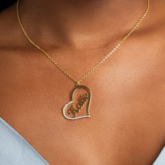 Vioraia Sparkling Name In Heart Necklace