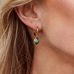 Vioraia Amelia Green Stone Hoop Earrings