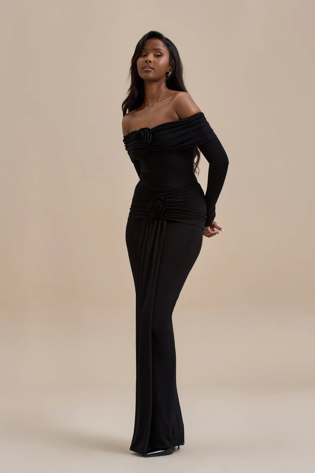 BELLE DRAPE MAXI SKIRT | BLACK - SALE