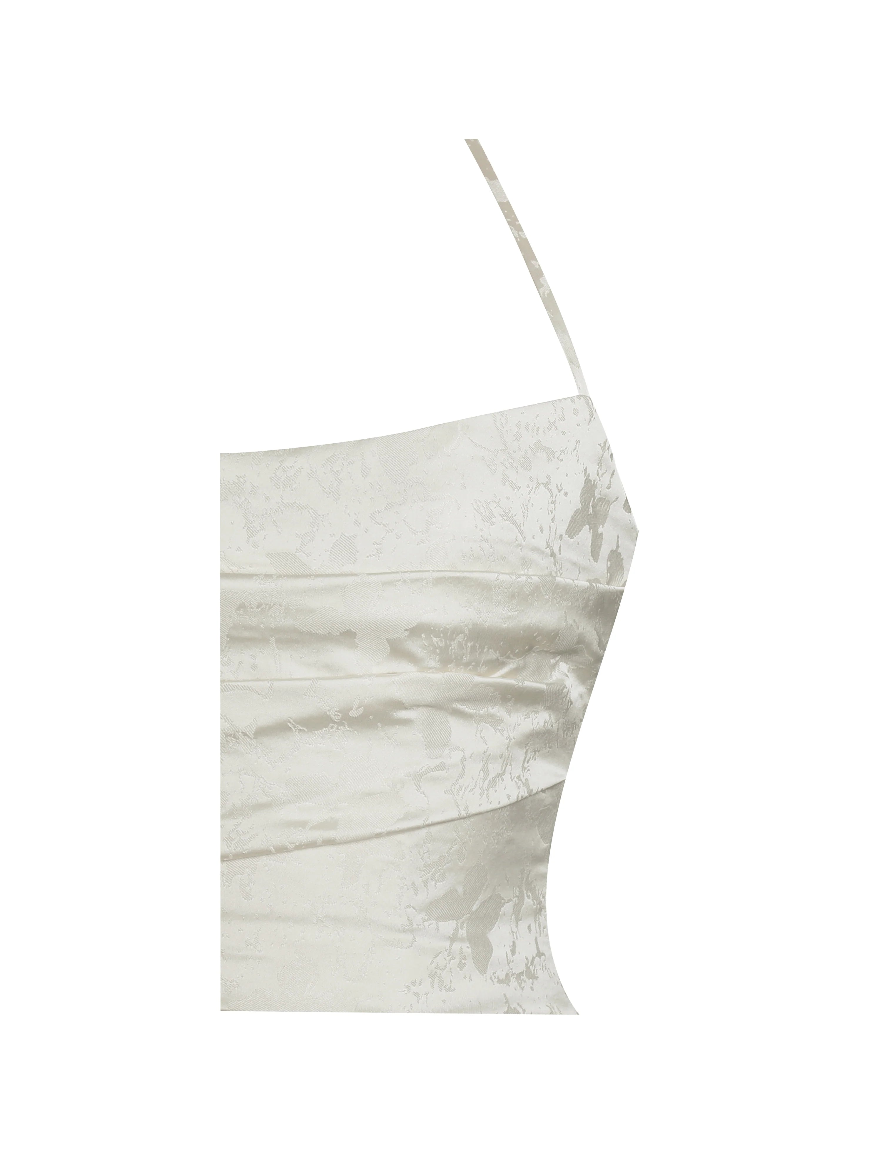 Raegan Pearl White Jacquard Ruched Maxi Dress