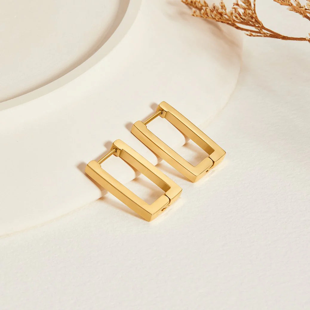 Vioraia Gold Rectangle Hoop Earrings