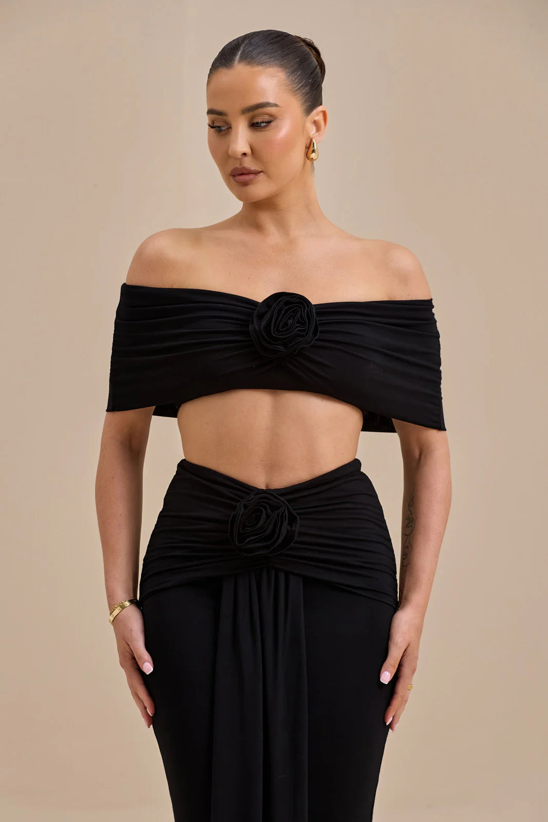 BELLE BARDOT CROP TOP | BLACK - SALE