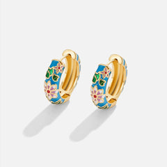 Vioraia Gold Hoop Flower Earrings
