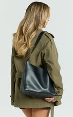 Vioraia Leanora Bag - Gold Buckle Tote Bag in Black