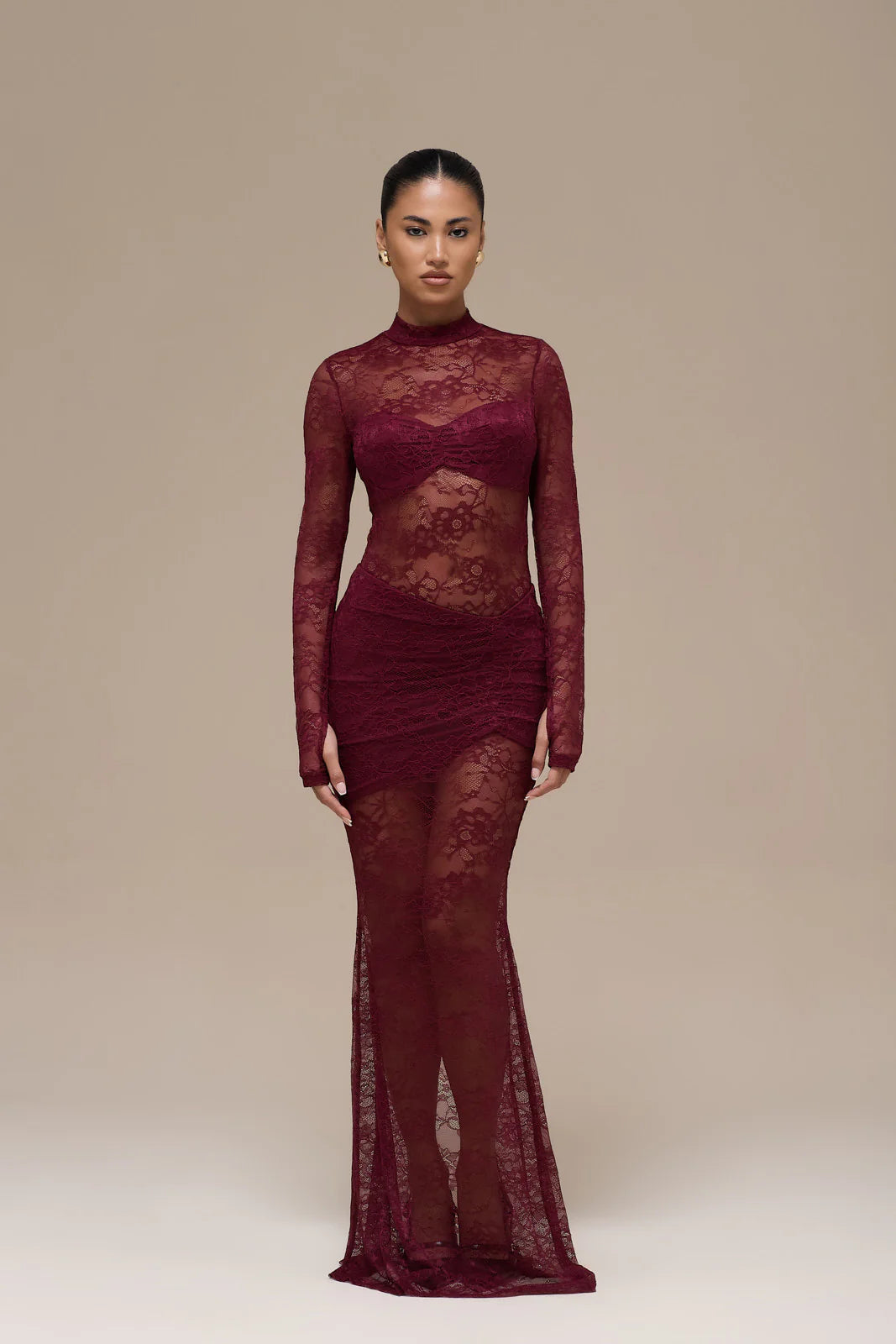BRITNEY LACE MAXI SKIRT | WINE
