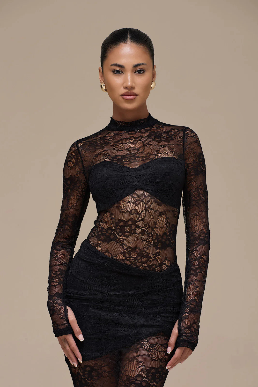 BRITNEY LACE BODYSUIT | BLACK