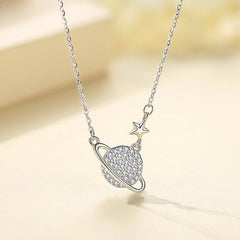 Vioraia Sparkling Saturn Necklace