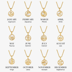 Vioraia White Shell Zodiac Coin Necklace