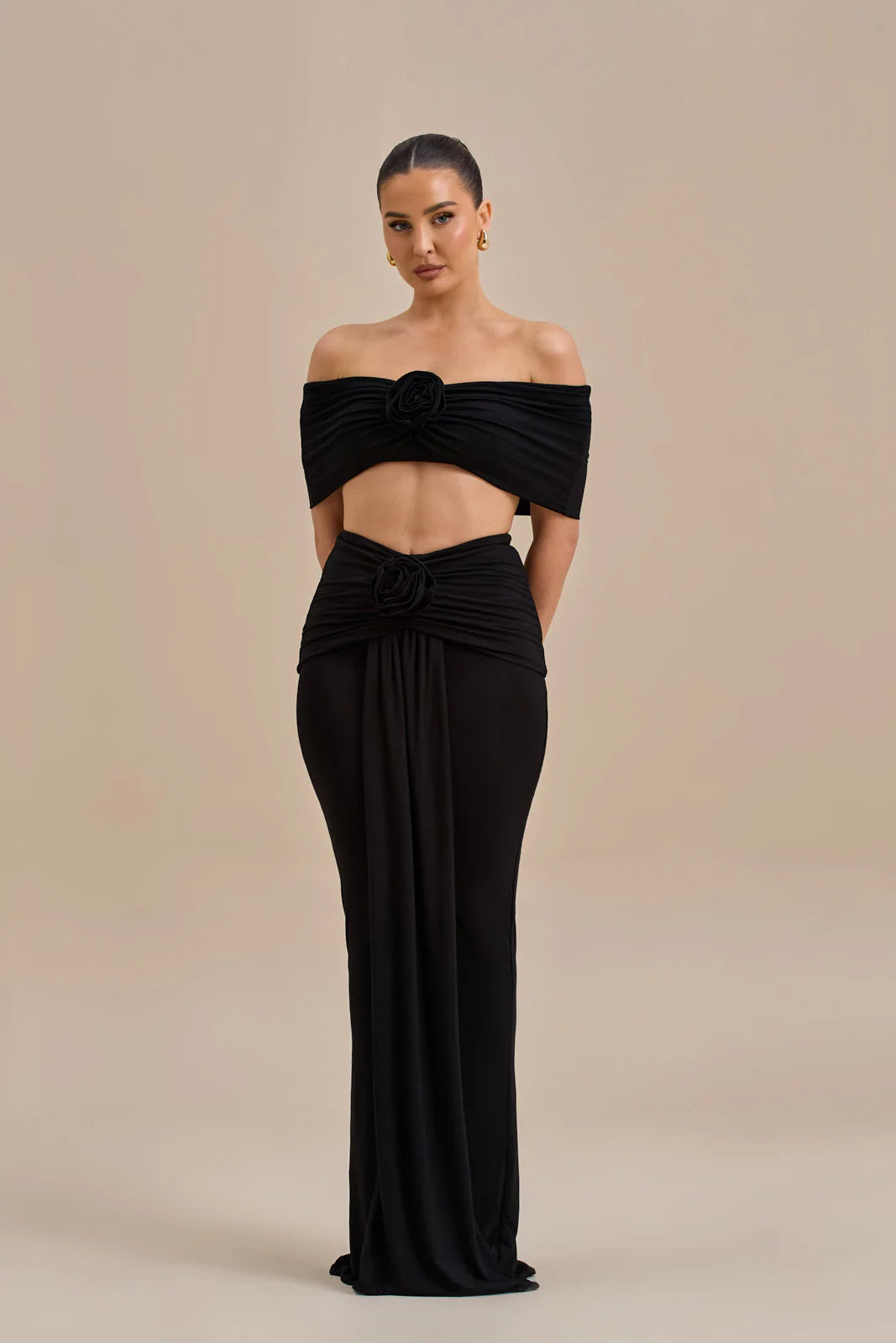 BELLE DRAPE MAXI SKIRT | BLACK - SALE