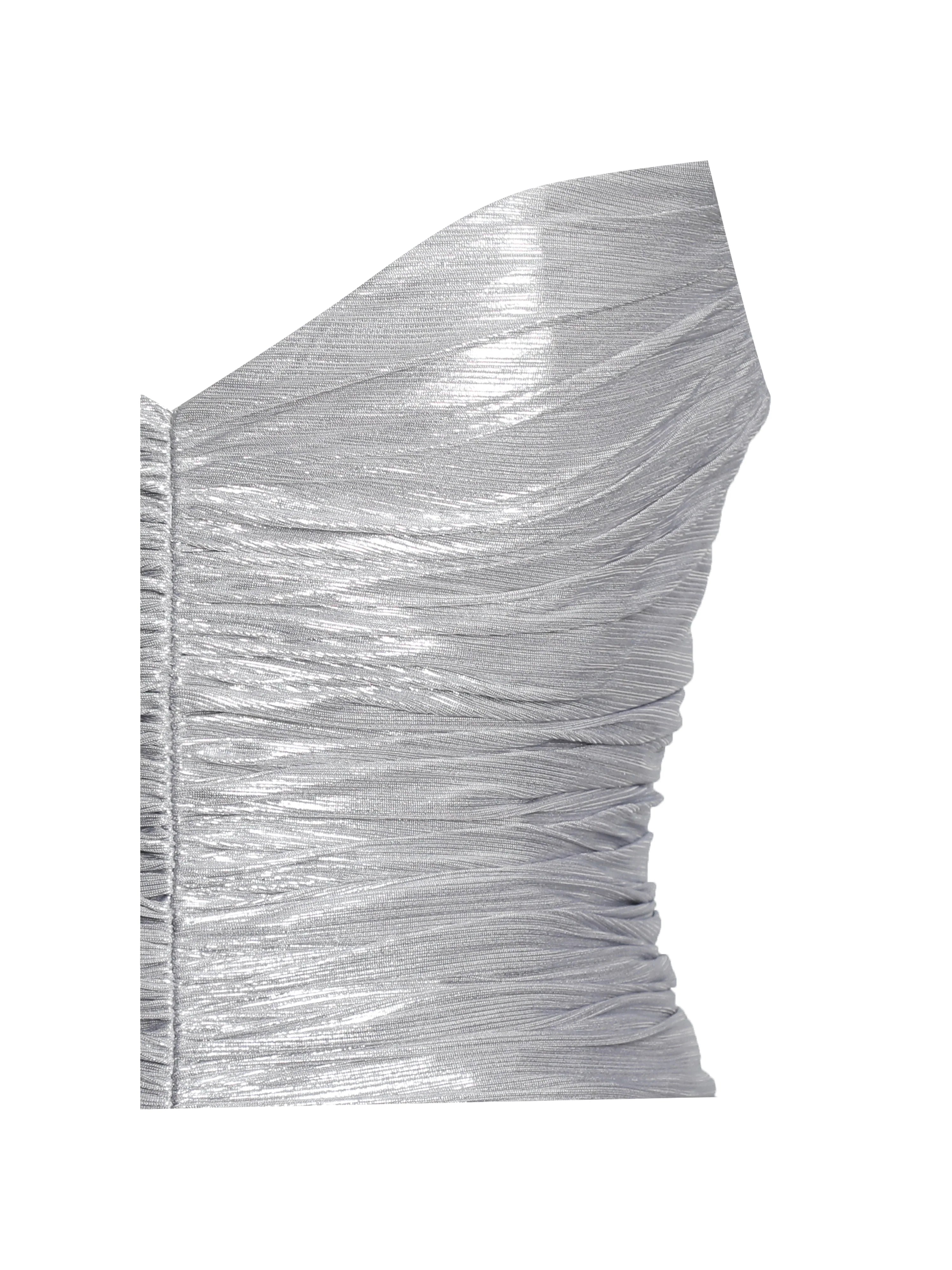Sable Ruched Silver Glitter Mermaid Gown