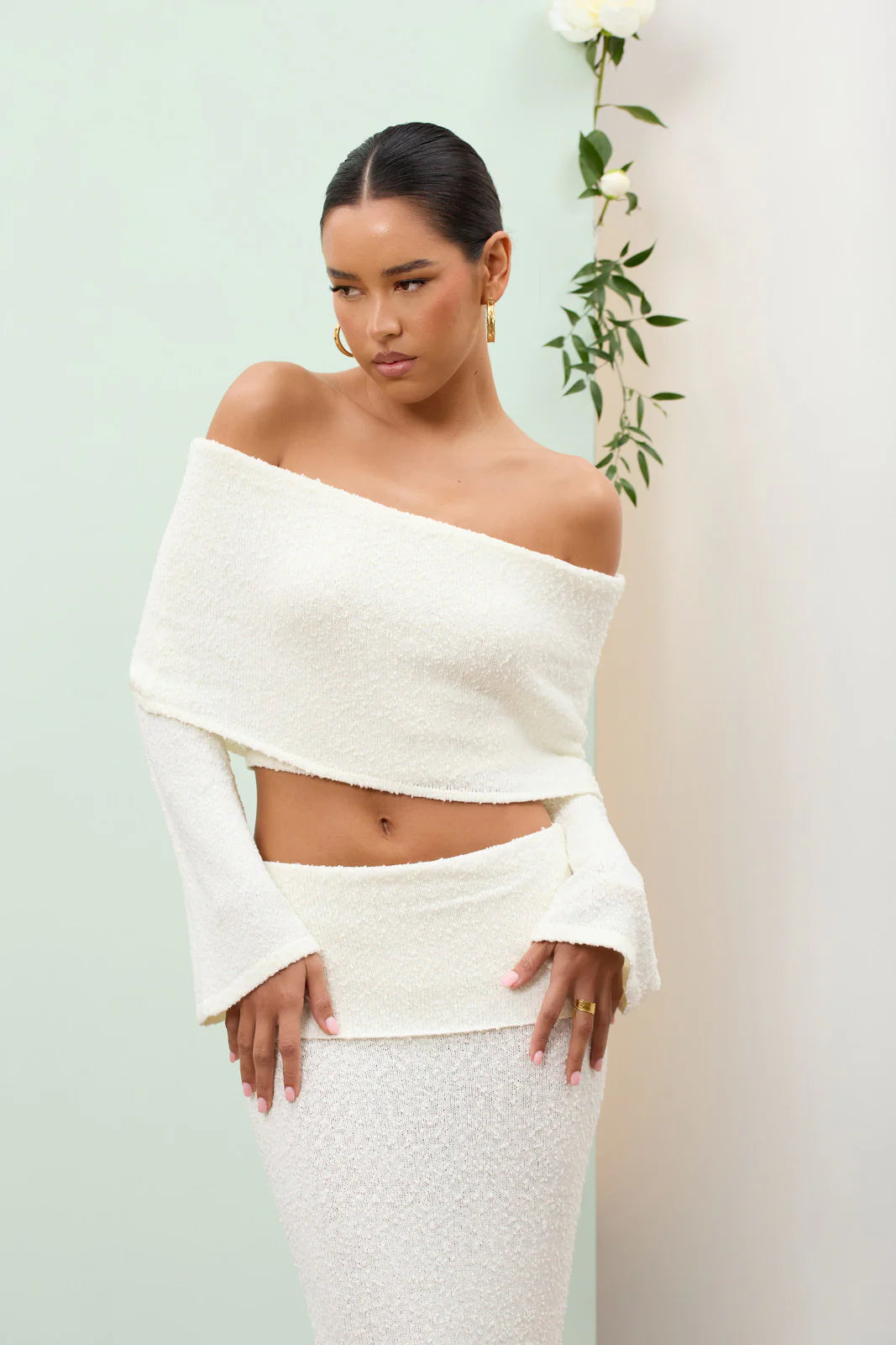 YASMIN BOUCLE KNIT CO-ORD | CREAM