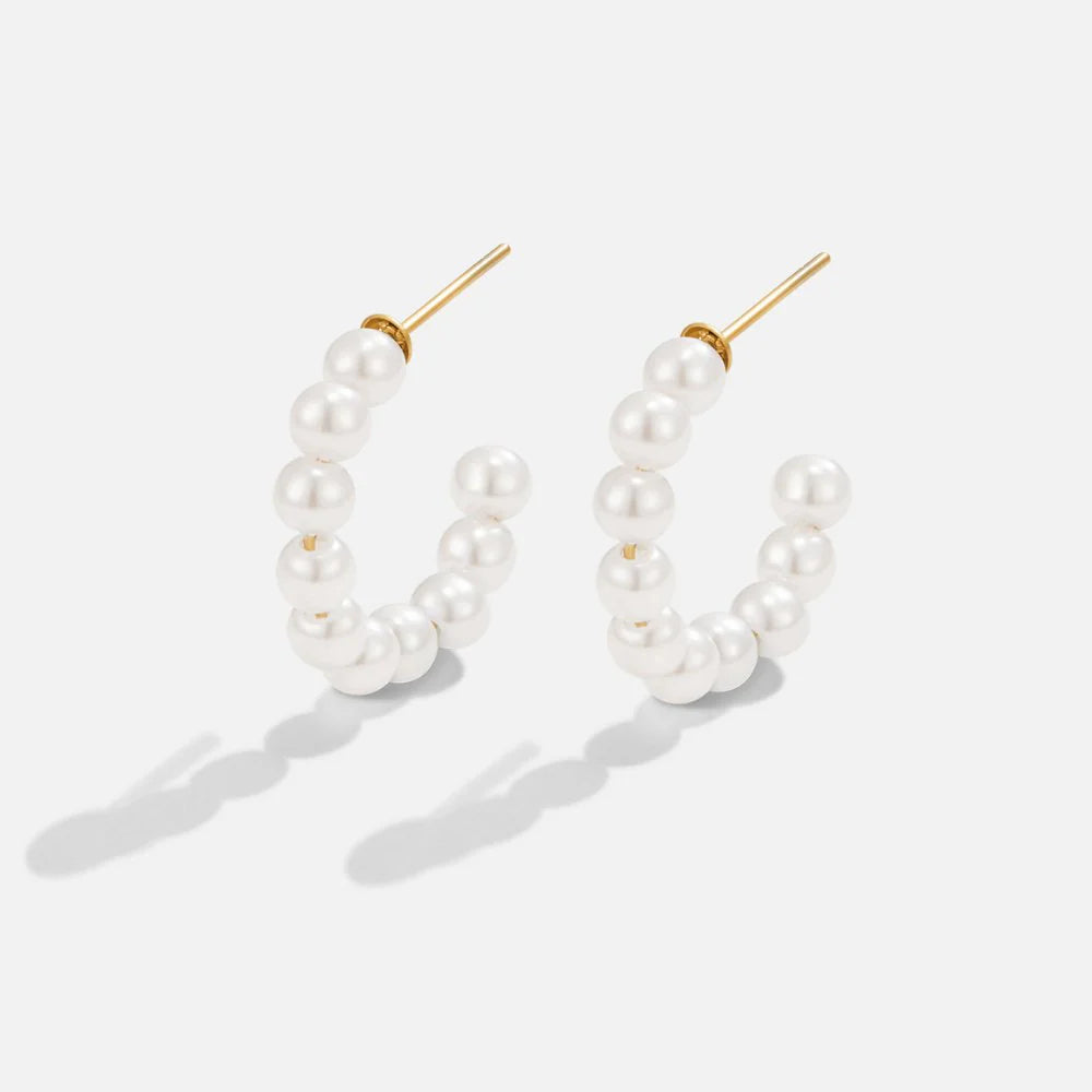 Vioraia Naila Pearl Hoop Earrings