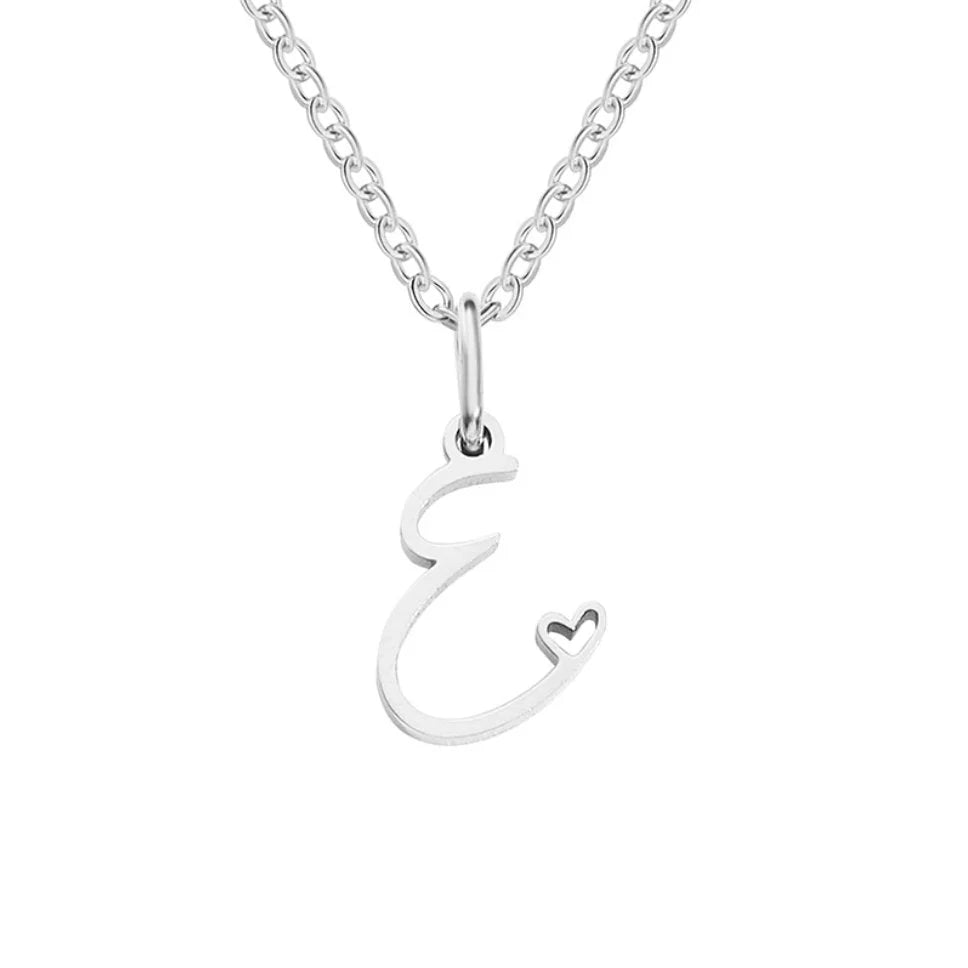Vioraia Silver Letter Heart Necklace