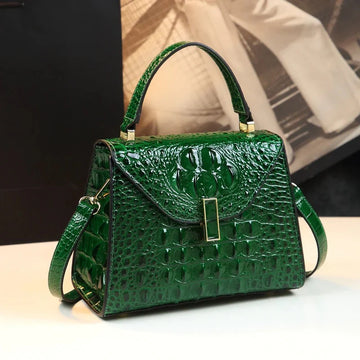 Vioraia Genuine Leather Crocodile Crossbody Bag
