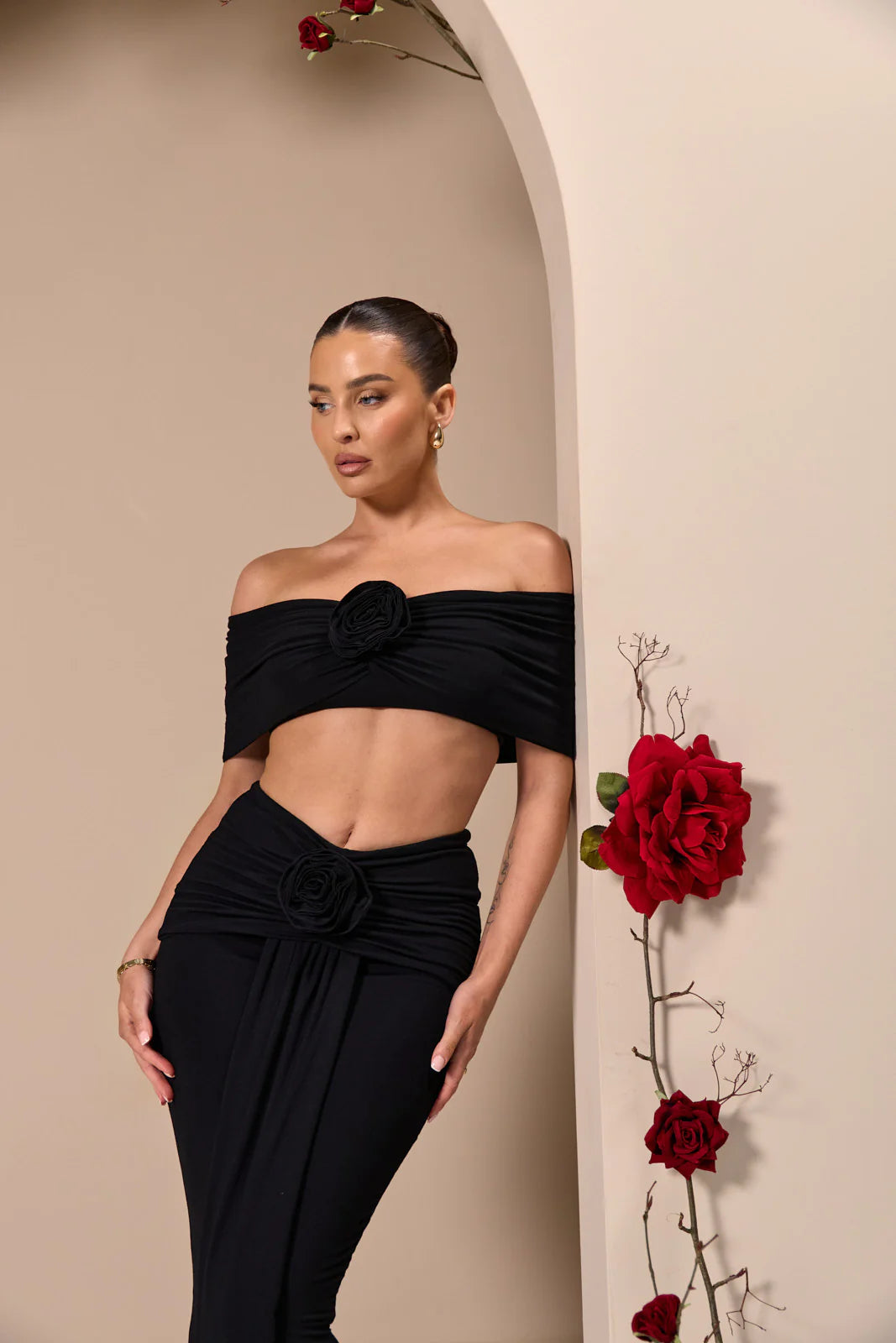 BELLE BARDOT CROP TOP | BLACK - SALE