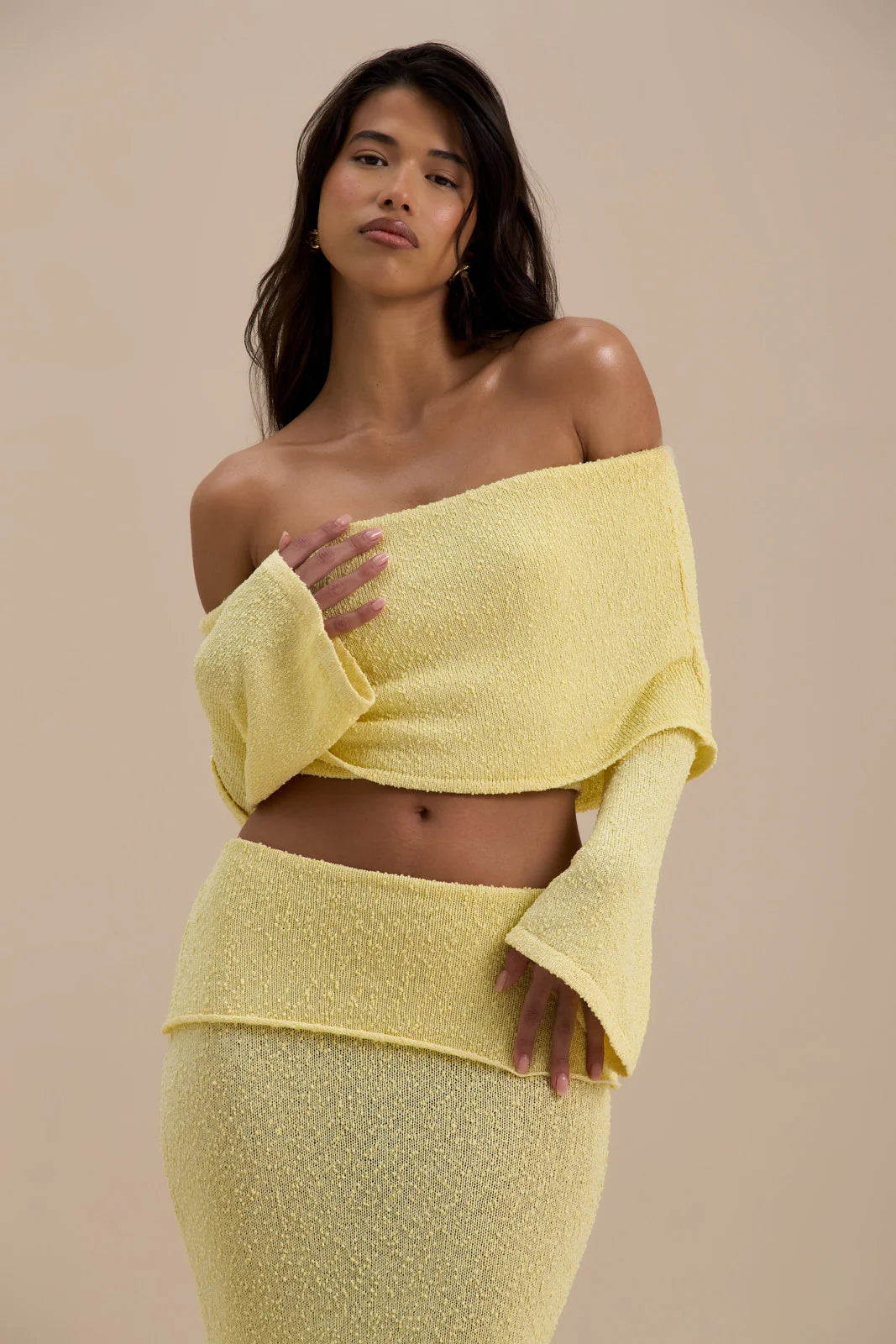 YASMIN BOUCLE KNIT CO-ORD | LEMON