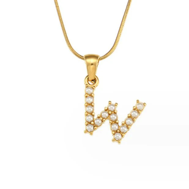 Vioraia Letter Pearl Charm Necklace