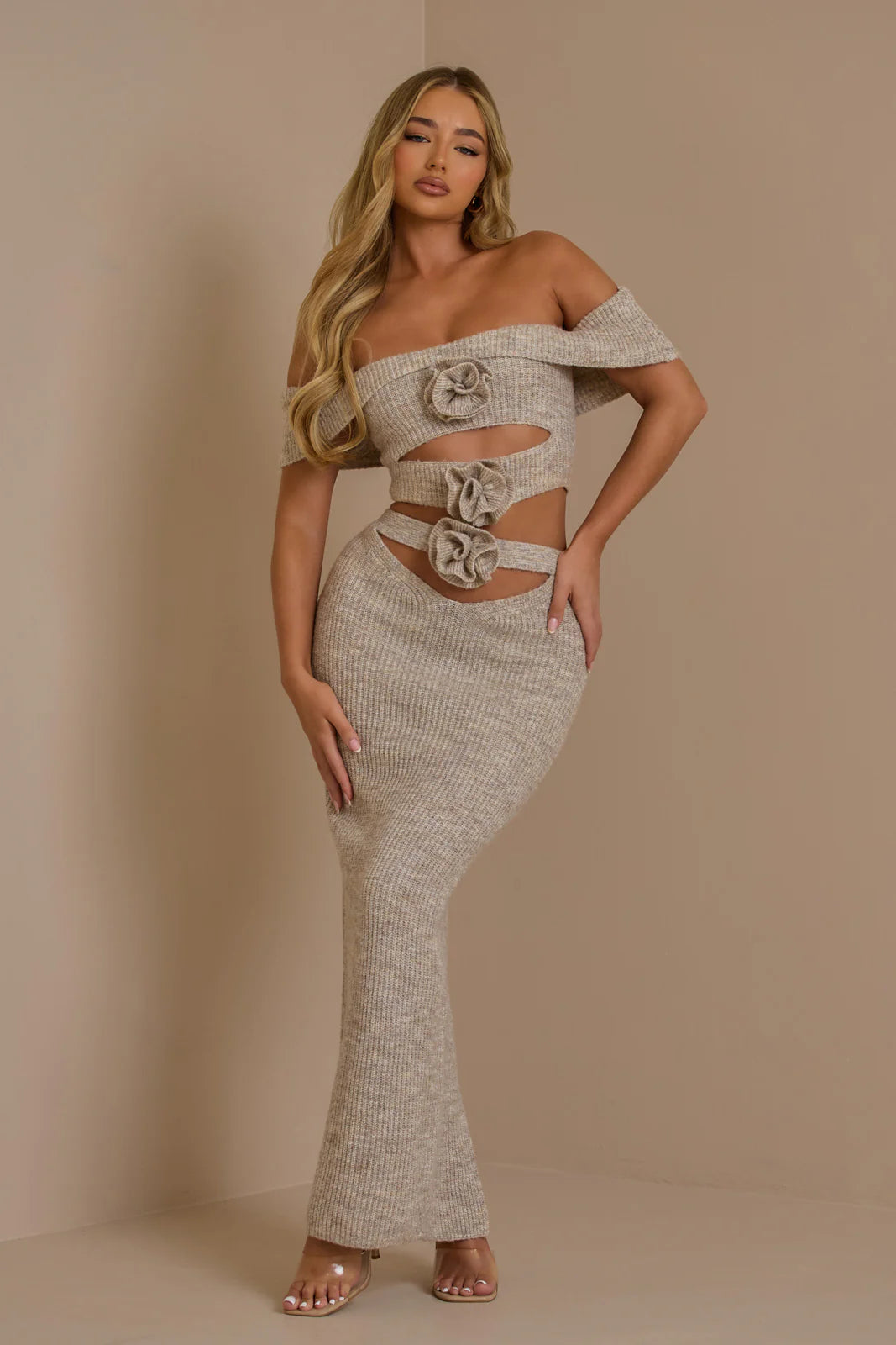 BLOSSOM BARDOT CROP TOP | OATMEAL