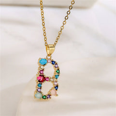 Vioraia Rainbow Gemstone Initial Necklace