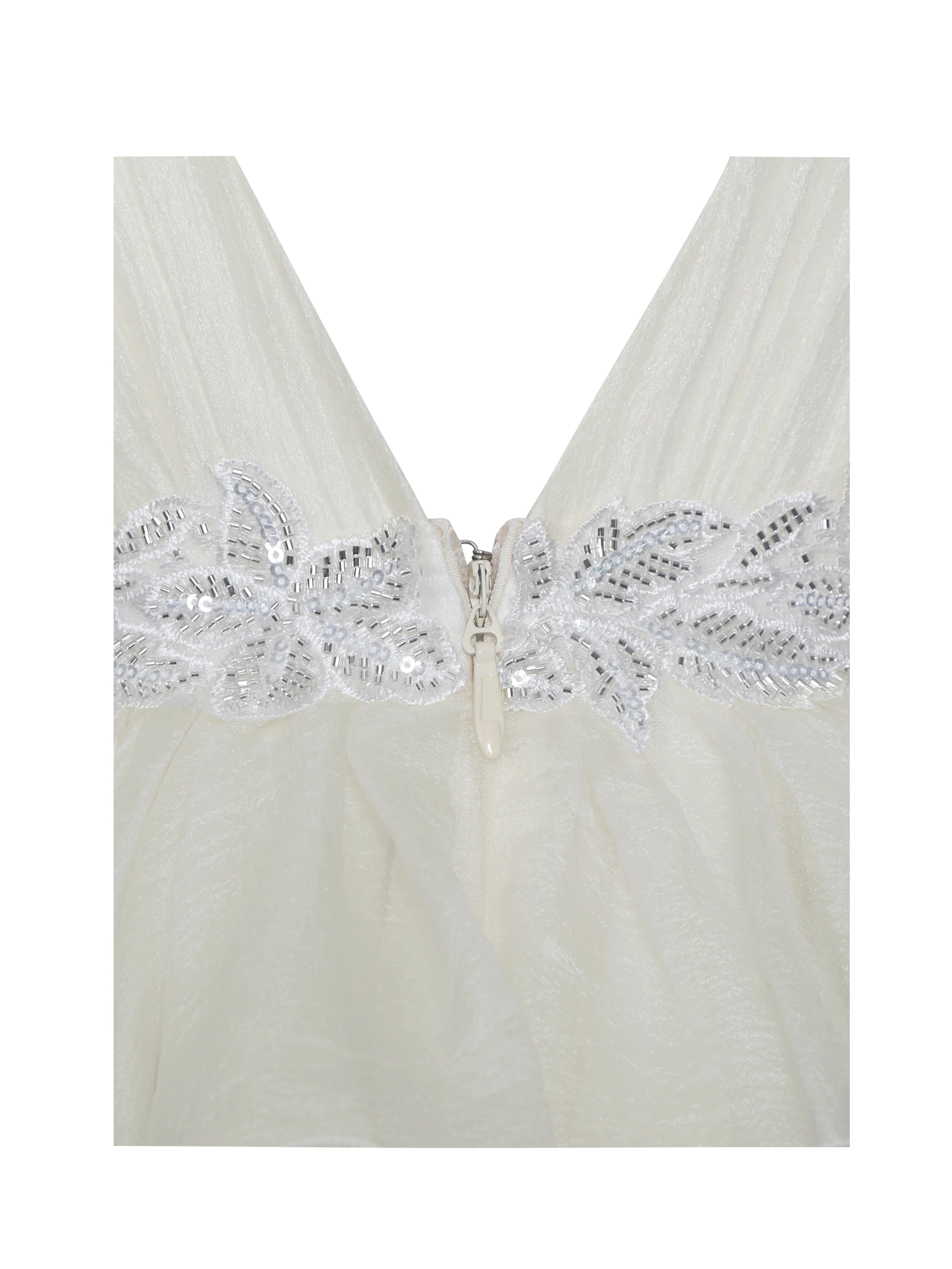 Calleigh Off White Flare Beaded Belt Maxi Gown